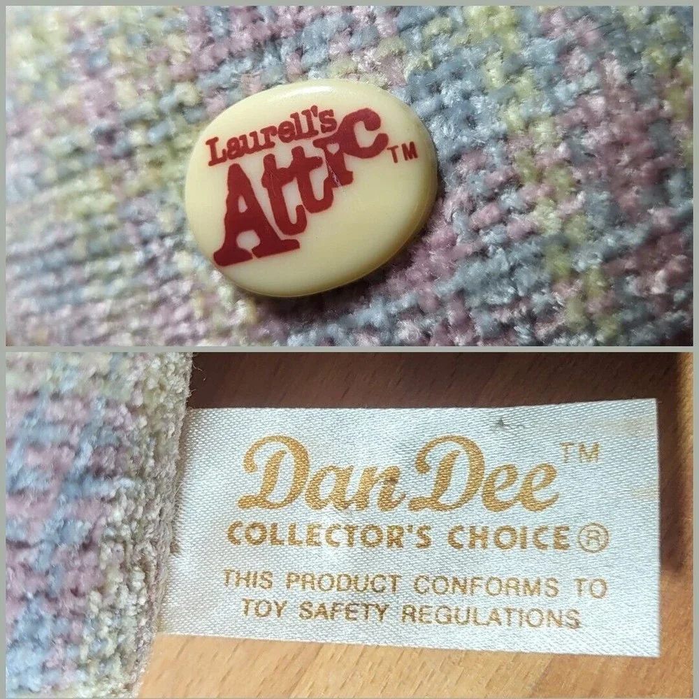 Dan Dee Laurell's Attic plaid tweed bear pastel blue purple with baby 8